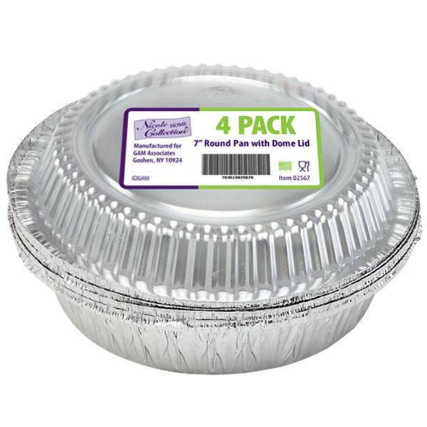 Aluminum 7" Round Pan With Dome Lid 4-Packs - Nicole Home Collection
