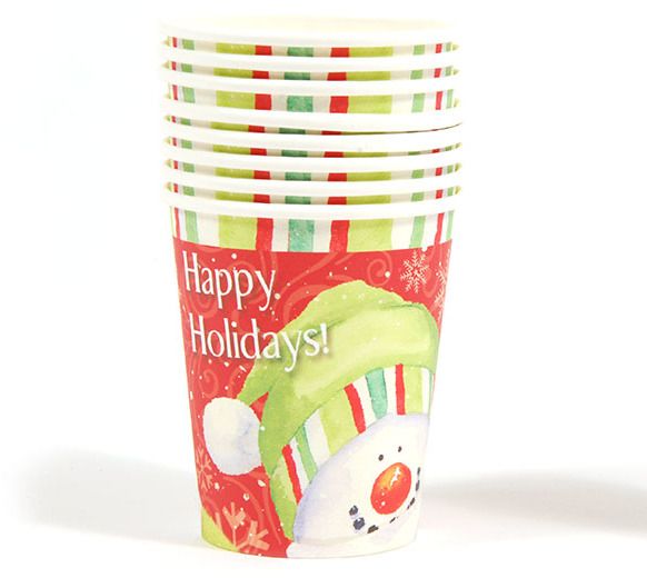 Happy Holidays Snowman Printed Cups