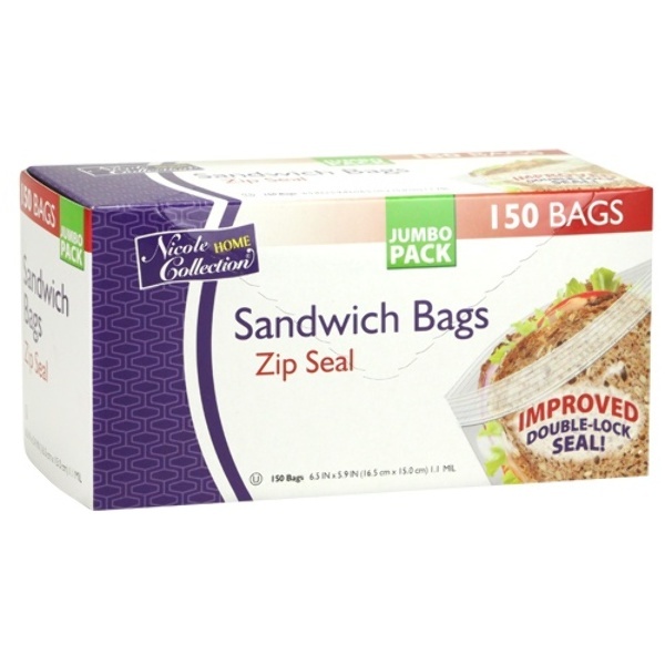 Sandwich - Zip Seal Bags - 150-Packs - Nicole Home Collection
