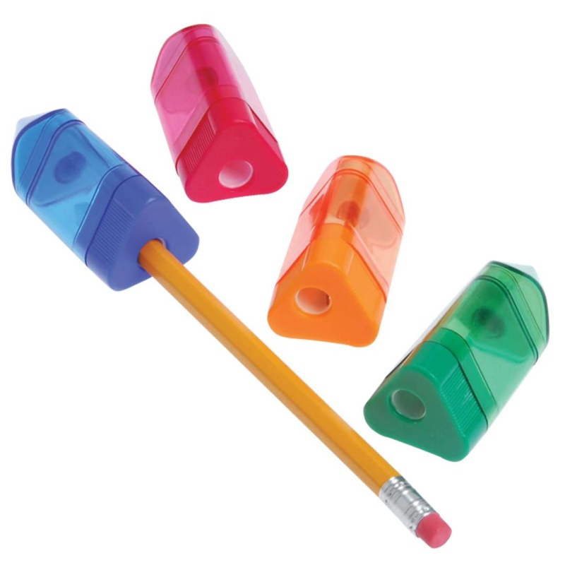 Eraser/Sharpener - 24 Count, Pencil-Shaped, Assorted Colors