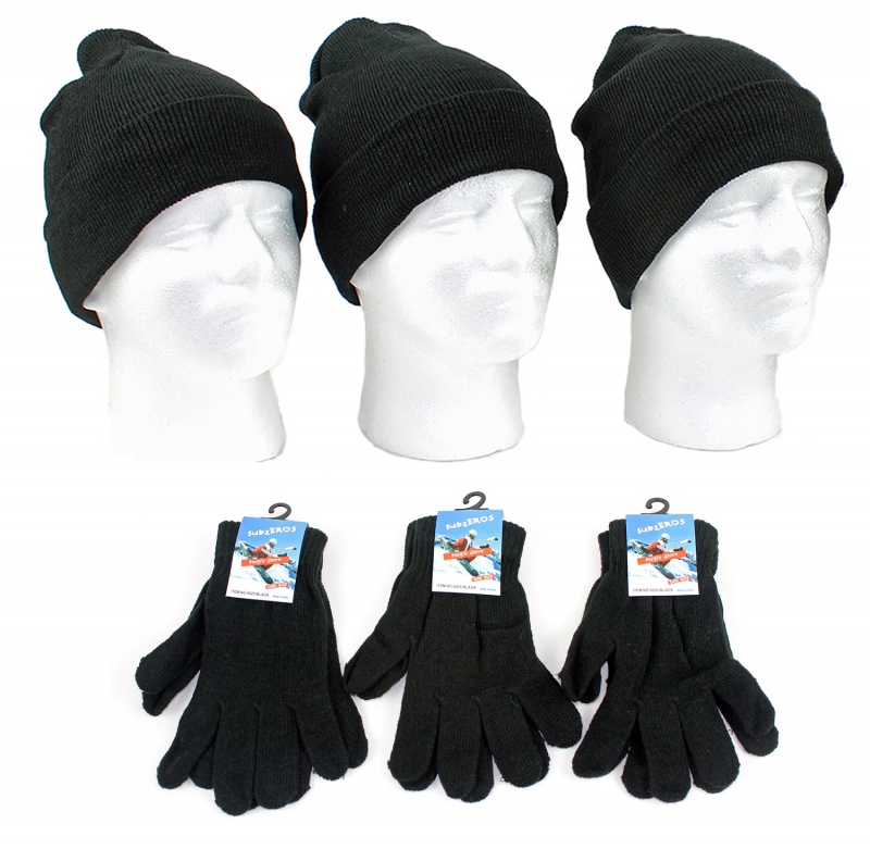Winter Beanie Hats Magic Gloves - Black