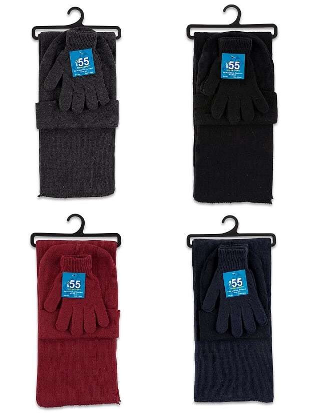 Adult Winter Hat, Scarf, And Gloves Combo - Solid Colors