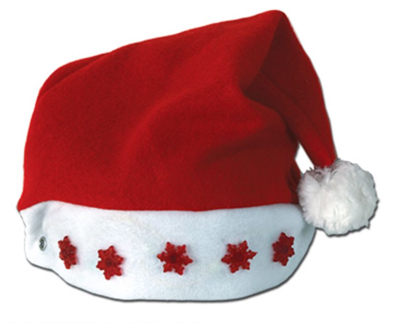 Light-Up Santa Hats - Red, White, Plush
