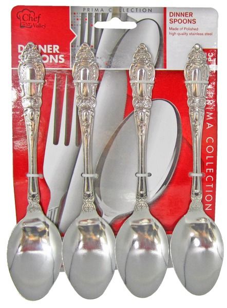 Dinner Spoon Sets - 4 Pack, Stainless Steel
