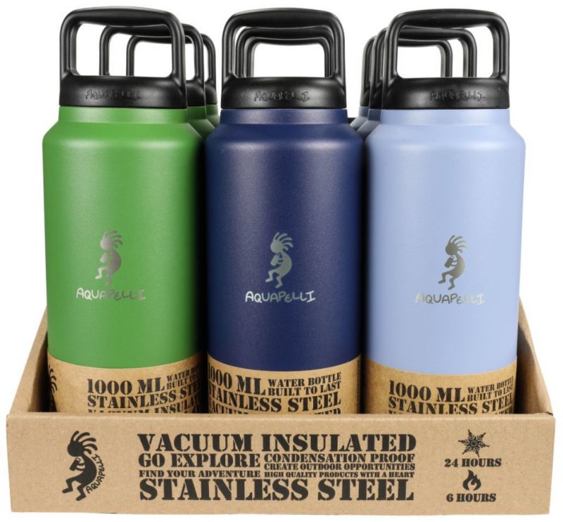 Stainless Steel Water Bottle - 34 Oz, Assorted Colors
