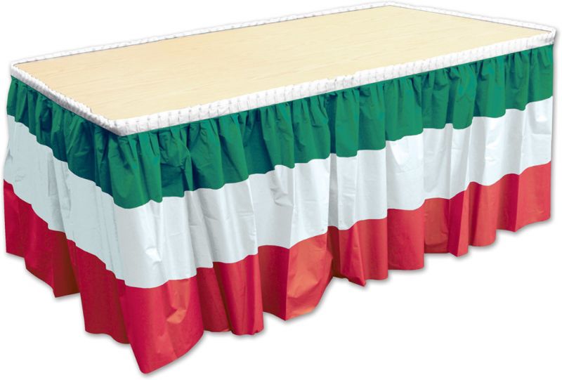 Red, White Green Table Skirting