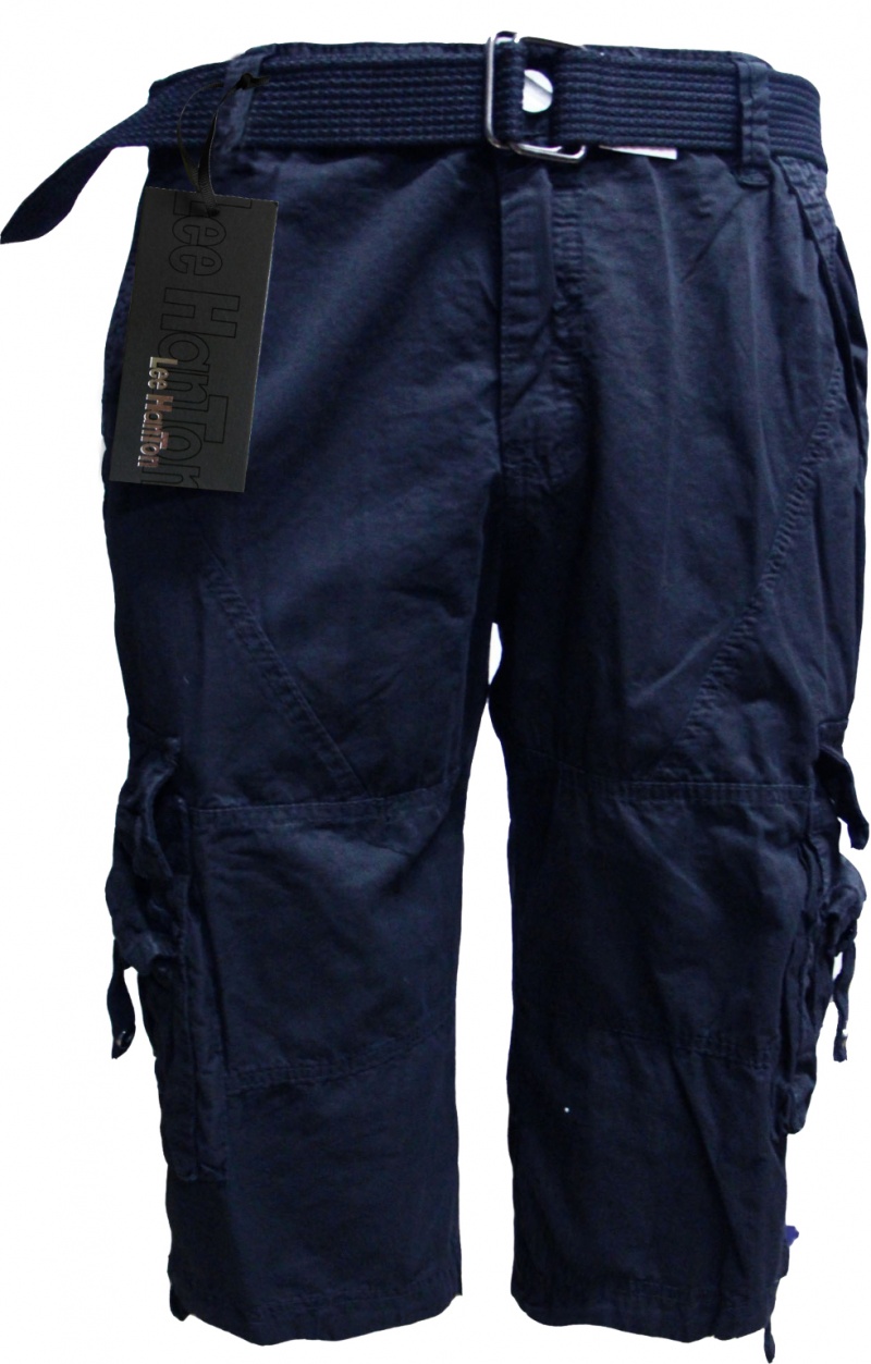 Men's Cargo Shorts With Belt - Black