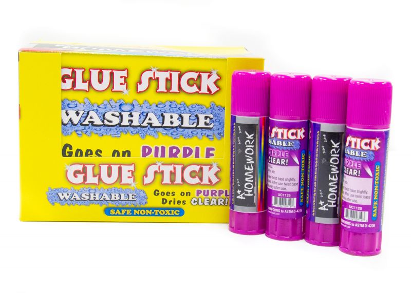 Purple Glue Stick - Washable, 0.28 Oz, Dries Clear