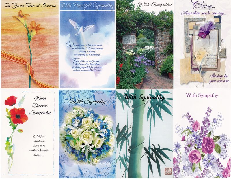 Plastic Wrapped Sympathy Cards Assorted - 144 Pack