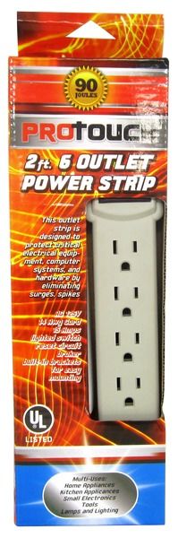 2 Foot 6 Outlet Power Strip