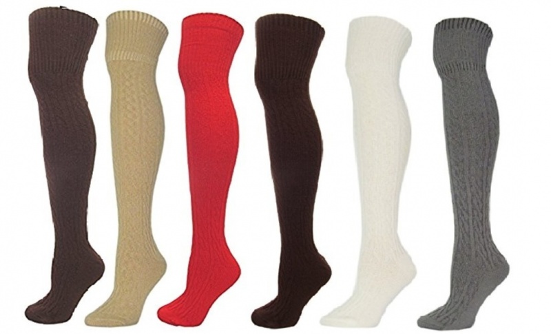 Women's Cable Knit Over Knee Socks - Size 9-11
