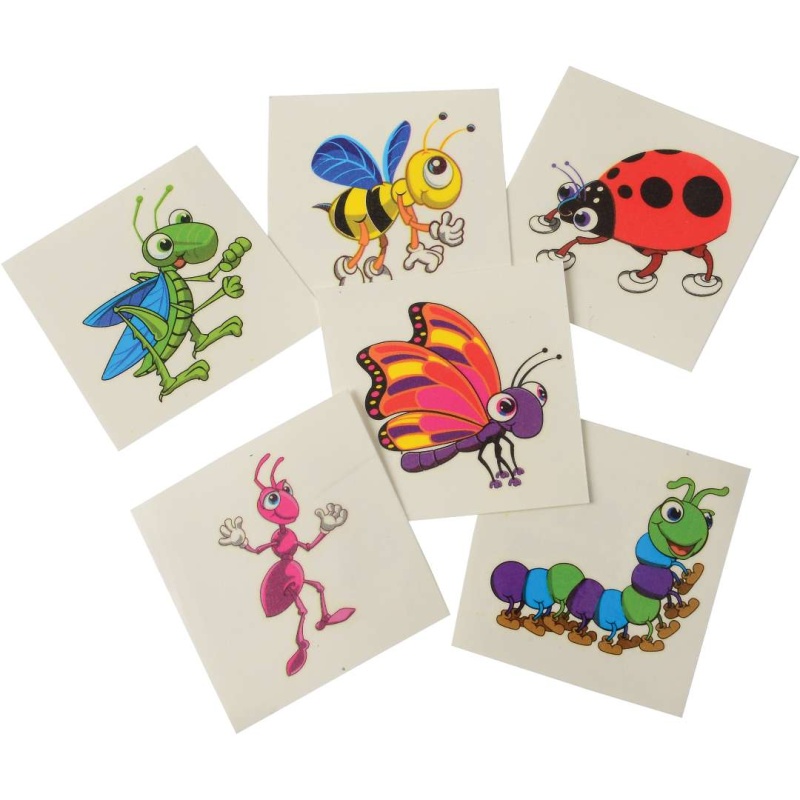Insect Temporary Tattoos - 6 Designs, Assorted, Ages 3+
