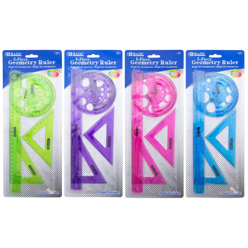 Geometry Ruler Combination Sets - 5 Piece