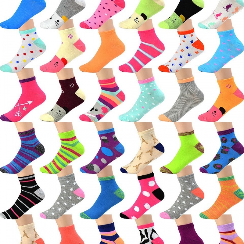 Kids' Ankle Socks - Assorted Patterns, Size 2-8