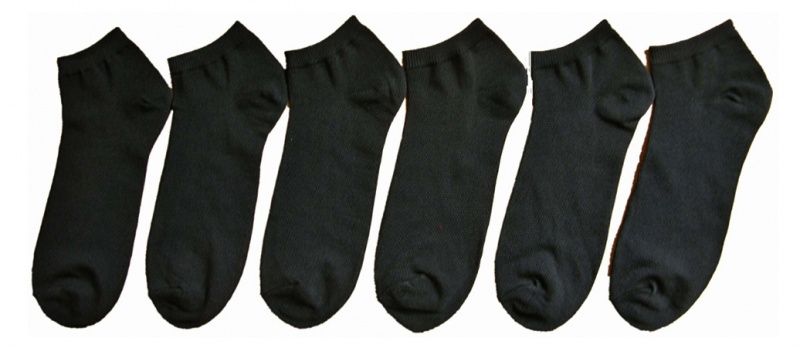 Men's No-Show Socks - Black, Size 10-13
