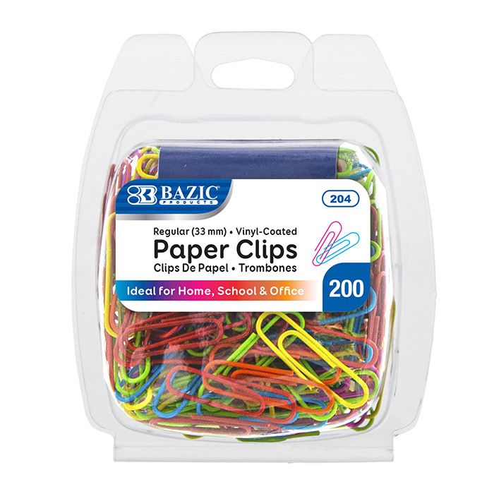 Bulk Paper Clips - 200 Count, Assorted Colors