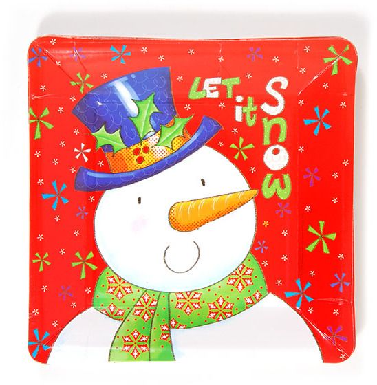 Square Let It Snow Printed Plates