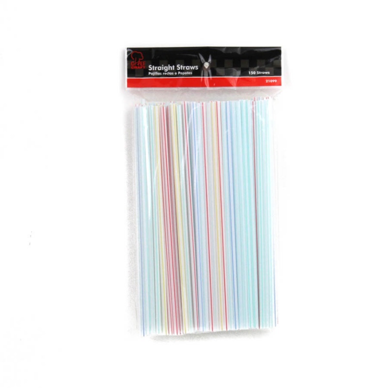 Straight Straws - 150 Pack, Assorted Colors
