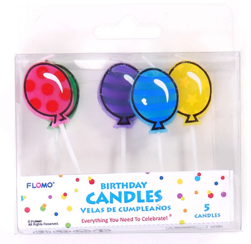 Birthday Balloon Pick Candles - 5 Pack