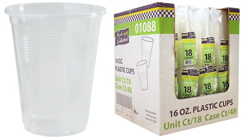16 Oz. Soft Clear Cup 18-Packs - Nicole Home Collection