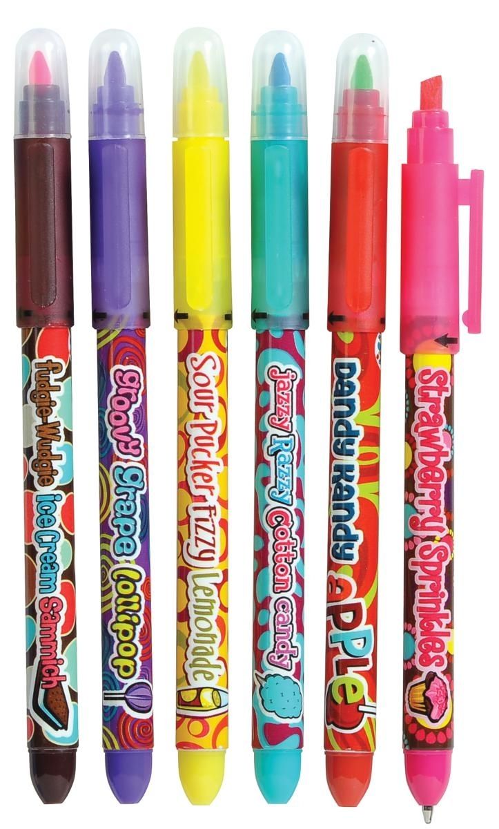 Scented Pen Highlighter Combo - 6 Scents, 5 Colors