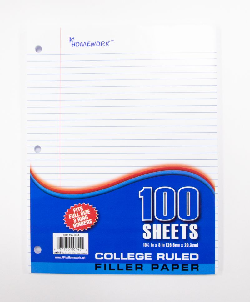College Ruled Filler Paper - 100 Sheets
