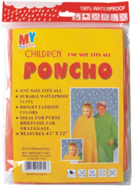 Kids' Rain Ponchos - Red, One Size Fits Most