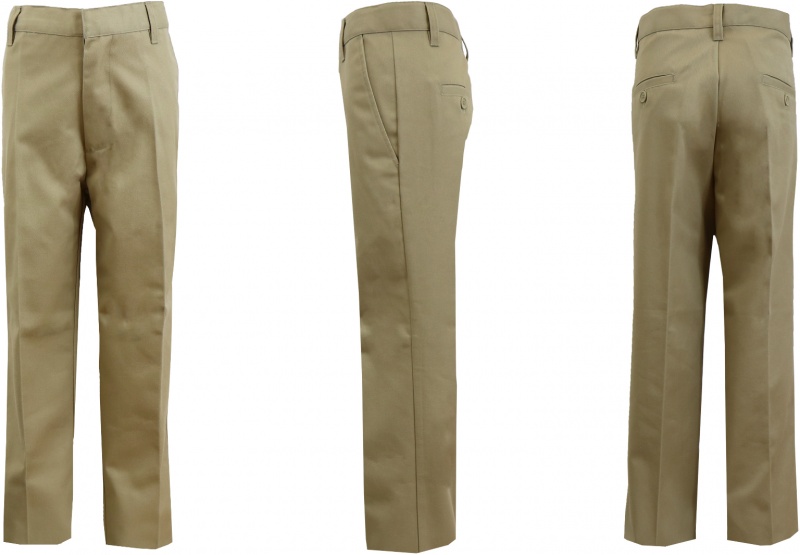 Boys' Khaki Flat Front Husky Pants - Size 10h