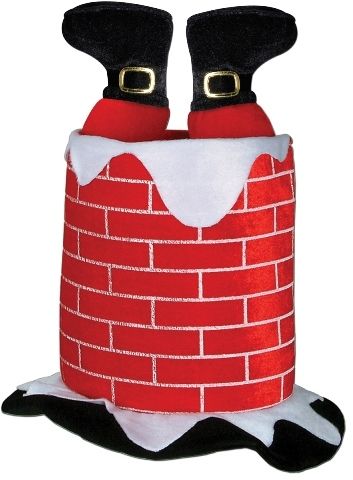 Plush Santa Chimney Hat - Red, One Size