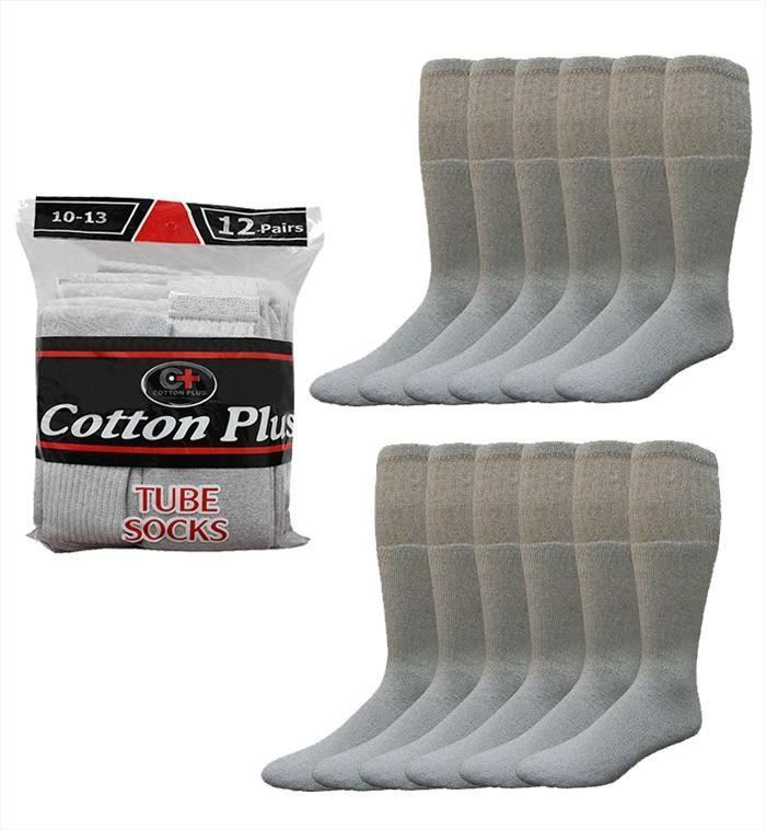 Cotton Plus 12 Pair Pack - Grey - Large