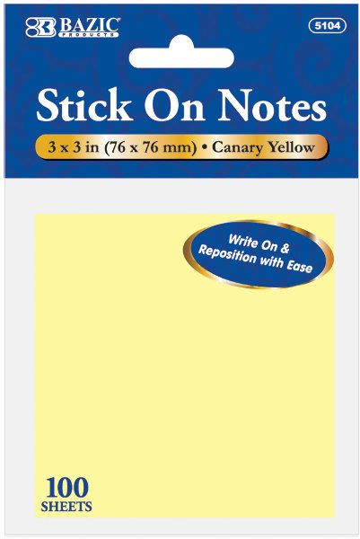 Stick On Notes - 100 Sheets, Yellow