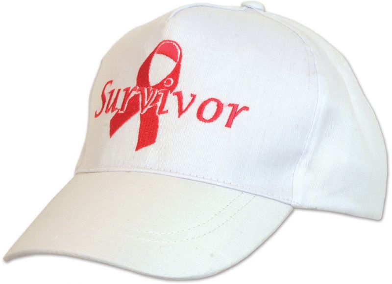 Embroidered Survivor Cap - Pink, White, Ribbon