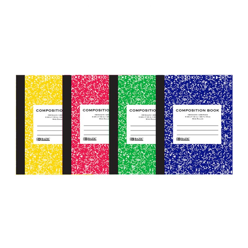Marbled Composition Notebook - 100 Sheets, Wide Ruled, 4 Colors