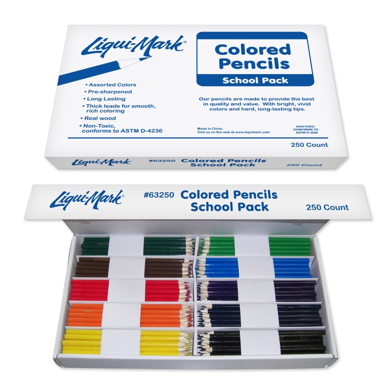 Bulk Colored Pencils - 250 Count, 10 Colors, Pre-Sharpened