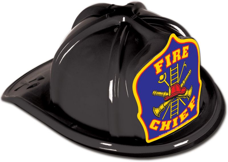 Black Plastic Fire Chief Hat