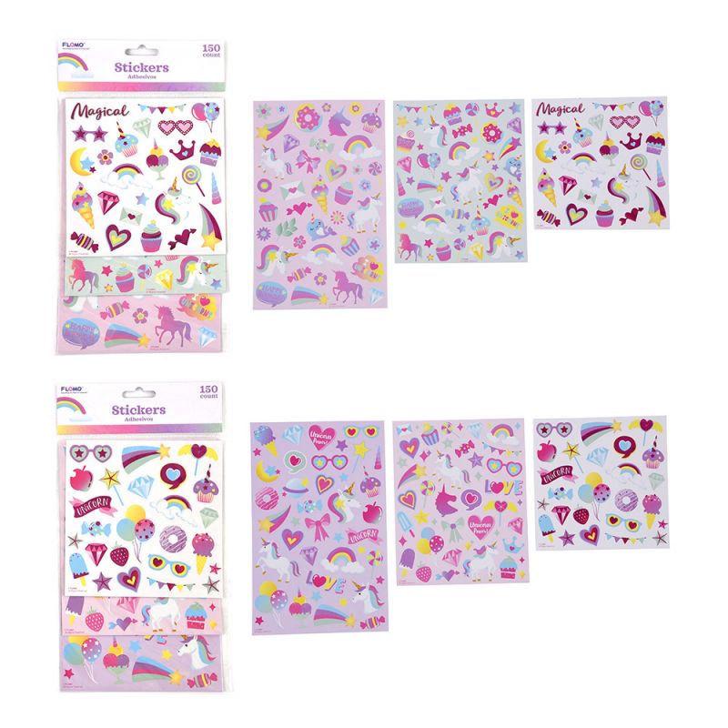 Unicorn Party Printed Stickers - 150 Count
