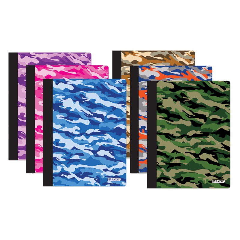 College Ruled Composition Books - 50 Sheets, 6 Camouflage Covers