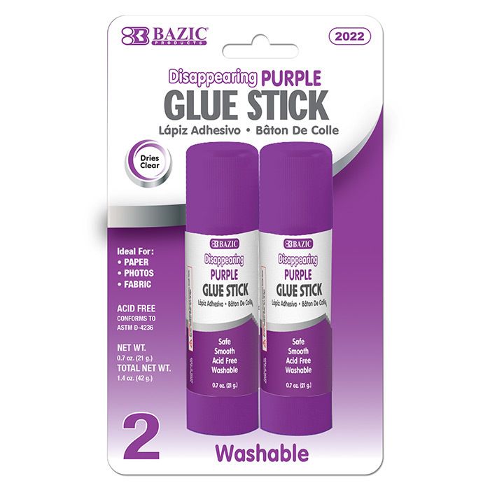 Glue Sticks - 2 Count, Disappearing Purple, Washable