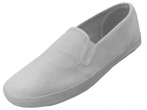 Men's White Color Slip On Canvas Shoes Size 7-13