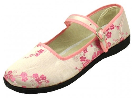 Women's Pink Brocade Mary Janes Shoes (36 Pairs)