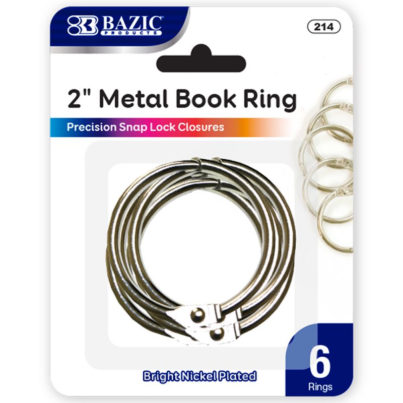Book Rings - 6 Count, Metal, 2"