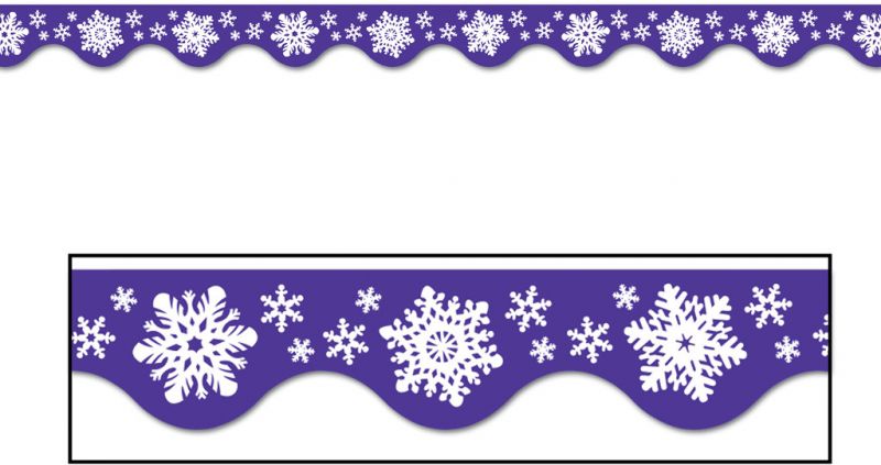 Winter Border Trim - 12 Pack, Snowflakes, White, Blue