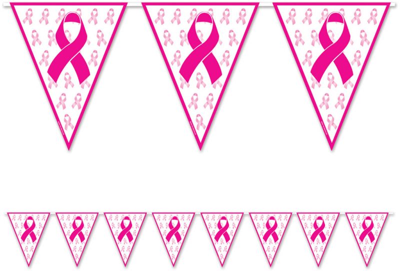 Pink Ribbon Pennant Banner - All-Weather, 11" X 12'