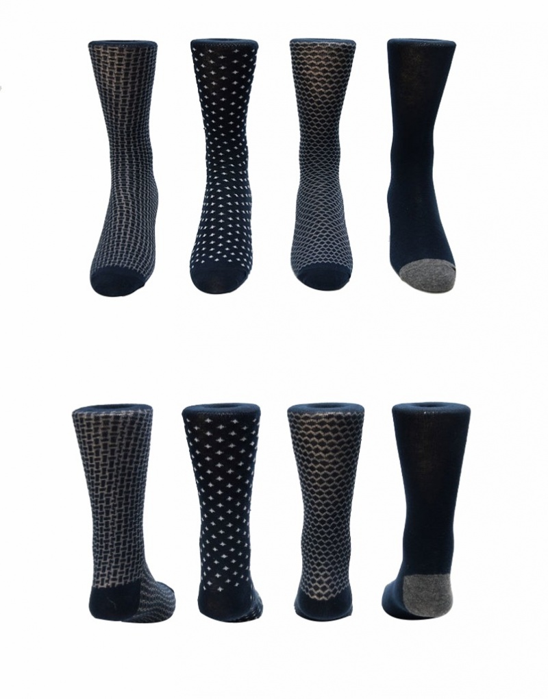 Men's Dress Socks - Navy Designs, 10-13