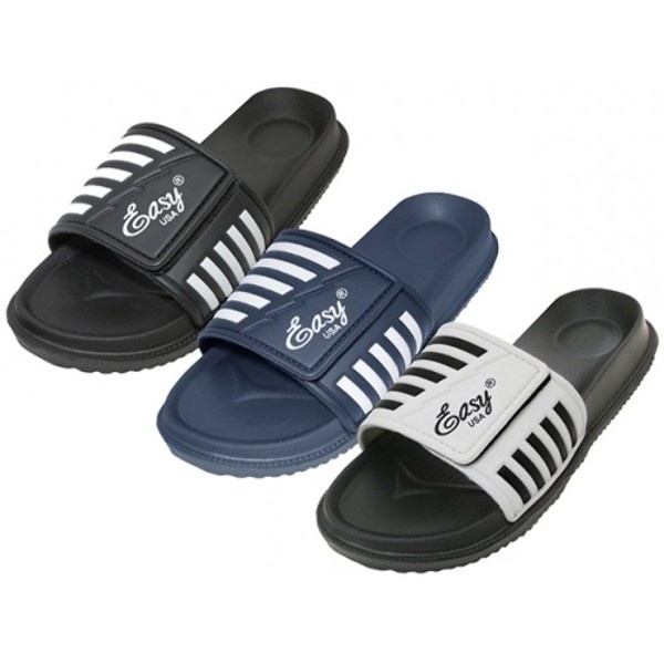 Men's Slide Sandals - Sizes 7-13, Velcro, 36 Pairs