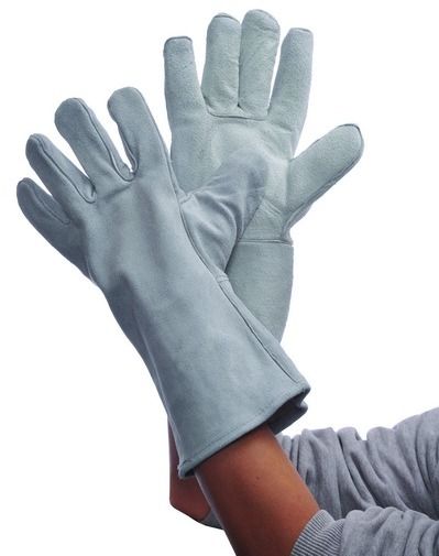 Grey Leather Welding Gloves - Large