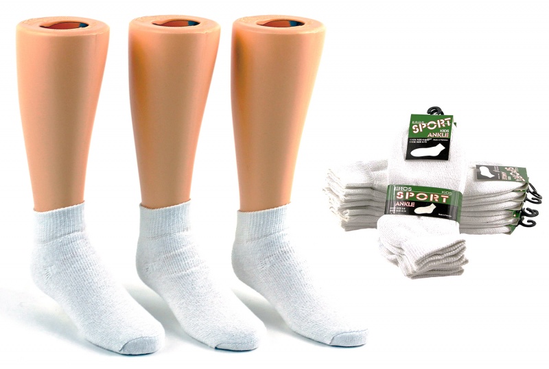 Kids' Ankle Socks - White, Size 4-6
