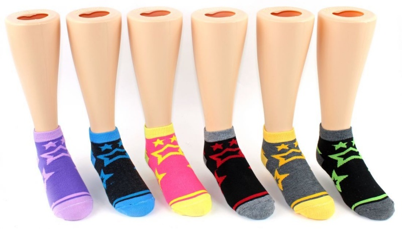 Children's Novelty Low Cut Socks - Star Print - Size 6-8