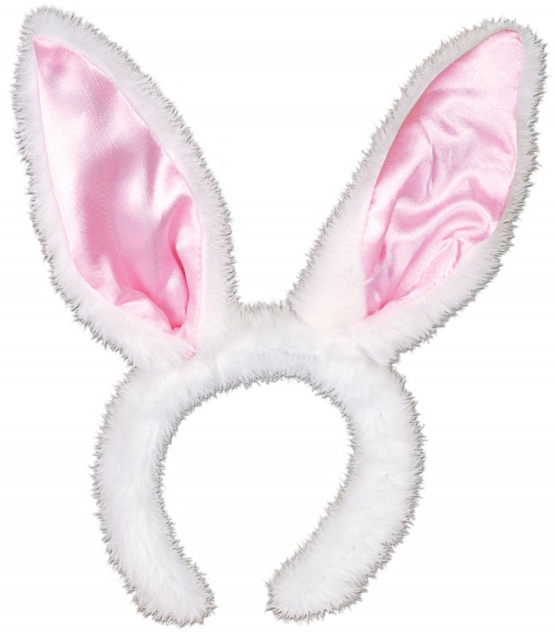 Plush Satin Bunny Ears - Attached To Snap-On Headband