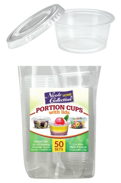 2 Oz. Portion Cups With Lids - Clear - 50 Sets - Nicole Home Collection